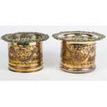 (lot of 2) Pair Sheffield plated reticulated wine