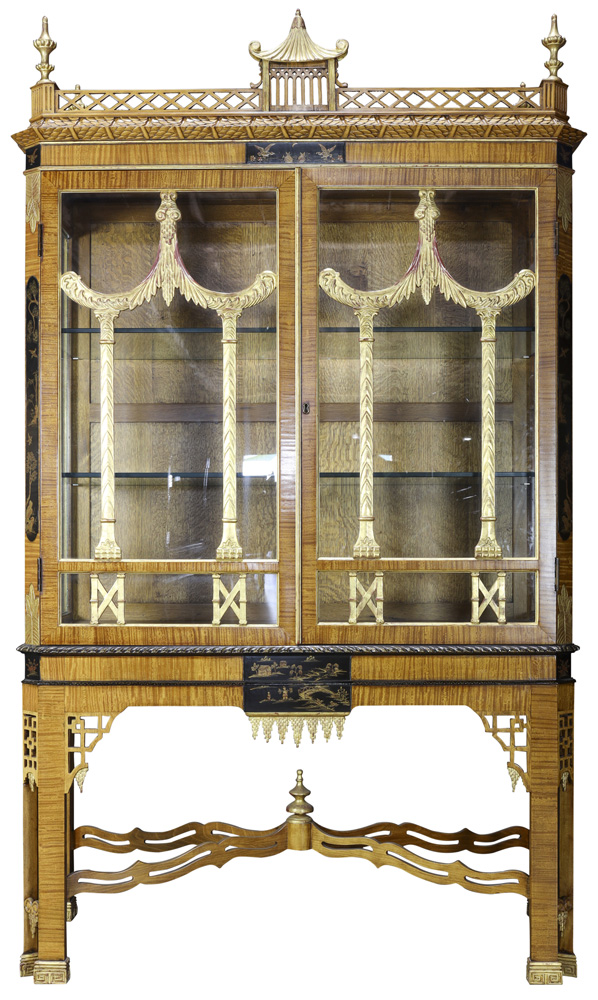 A Chinoiserie partial gilt vitrine