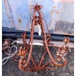 Contemporary Baroque style cast iron six light chandelier