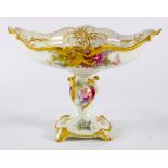 A KPM raised gilt and floral decorated compote