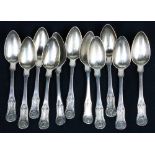 (lot of 11) George III Kings pattern sterling teaspoons