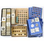 One box of coins including one nearly complete book of mostly complete Lincoln cents 1909