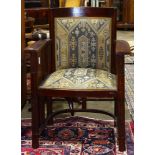 British Arts & Crafts oak tub armchair