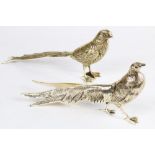 (lot of 2) Anglo-Indian pair plated figures of pheasants with extended tails