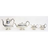 (lot of 4) A Durham Silver Co "hand chased" sterling hot beverage service