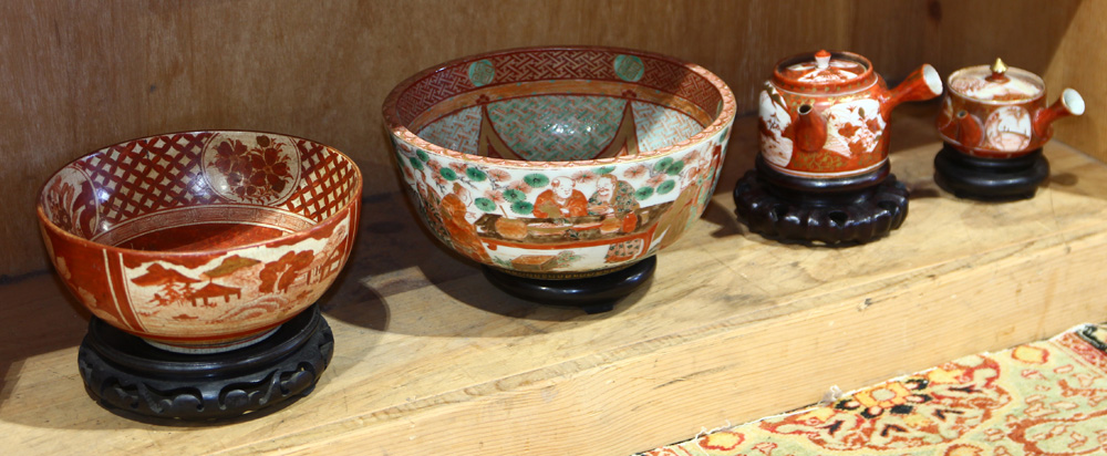 Japanese Kutani ware, Bowls, Kyusu Teapots, 19c - Image 27 of 30