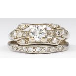 Diamond, platinum wedding ring set