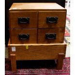 Mission style oak four drawer file cabinet on an associated stand