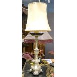 Baroque style parcel gilt carved wod pricket converted as a lamp