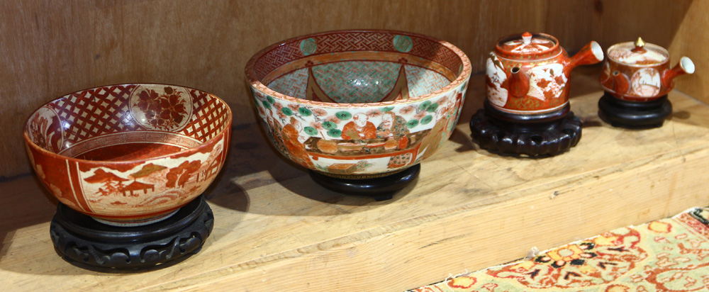 Japanese Kutani ware, Bowls, Kyusu Teapots, 19c - Image 28 of 30