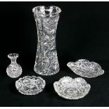 (lot of 5) Brilliant cut glass group