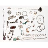 Collection of multi-stone, sterling silver, silver, metal jewelry