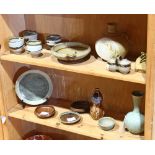 Japanese Two Shelves of Mingei Folk Art Ceramics