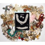 Collection of 2 bags of costume jewelry and items