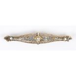 Diamond, 14k gold bar brooch