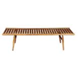 A Mid Century slat seat bench