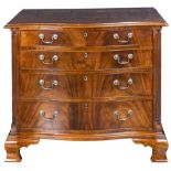 A Queen Anne mahogany style serpentine chest of drawers