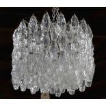 A Murano glass faceted glass hanging fixture, 18"h x 21"w