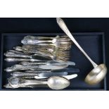(lot of 34) Assembled Soviet Union plated flatware in various Rococo style patterns