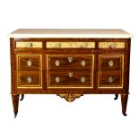 A French Regency style marble top commode