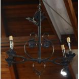 Spanish Revival hanging wrought iron chandelier