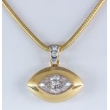 Diamond, yellow gold pendant-necklace