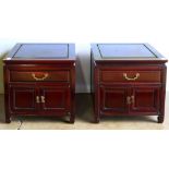 (Lot of 2) Pair of Chinese hardwood cabinet, each with one drawer and one dual opening door, 22"w