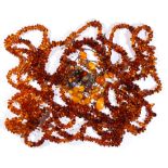 Collection of amber, silver, metal jewelry Including 7) tumbled amber bead necklaces, ranging in