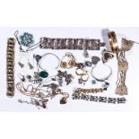 Collection of multi-stone, 10k yellow gold, sterling silver, silver, metal jewelry including 1)