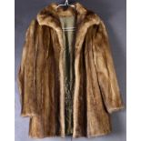 Light Brown fur coat, 34"l