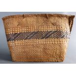 A Pacific Northwest Native American woven purse, having a continuous horizontal black banding and