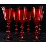 (lot of 12) Continental Cranberry glass stemware group, consisting of (6) dark red glasses with