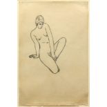 Jacques Schnier (1898-1988), "Studio Nude with Tucked Foot," circa 1927, crayon on paper, artist
