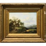 Follower of Barend Cornelis Koekkoek (Dutch, 1803-1862), Landscape with Figures, oil on panel,