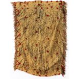 A Fine Maori woven flax dance skirt, New Zealand, accented with red and black stiching, 51"h x 34"