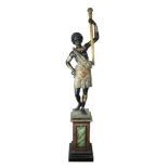 A Venetian parcel gilt and polychrome decorated blackmoor on stand circa 1860, the female figure