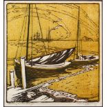 Pedro Joseph Lemos (American, 1882-1954), "Waiting for the Breeze," woodblock print in colors,