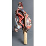 A Pacific Northwest Native American Indian style Haida dance rattle, 17.5"l