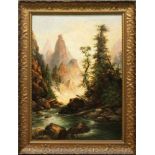 Henrietta Fish (American, 1856-1925), Yosemite Stream, 1914, oil on canvas, signed and dated lower