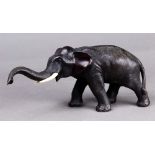 Japanese patinated bronze elephant, signature etched to the sole of one of its feet, approx. 4.5"