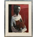 Italian school (20th century), Portrait of a Woman Holding Cat, oil on panel, signed indistinctly