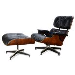 Charles and Ray Eames for Herman Miller 670 and 671 armchair and ottoman, executed in black