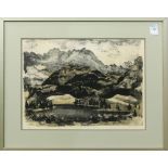Adolf Arthur Dehn (American, 1895-1968), "Lake in the Tyrol," lithograph in colors, pencil signed