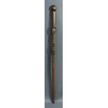 An African staff, Democratic Republic of the Congo, probably Luba, with carved wood head, 29.5"h;