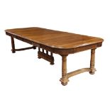 A continental Renaissance style banquet table circa 1890, executed in walnut, the rectangular top