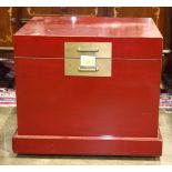 Asian red laquer chest, 16.5"h x 19.5"w x 17"d