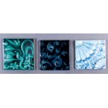 (lot of 3) Late Victorian low relief ceramic art tile group, in the manner of Trent tiles, each with