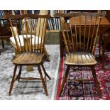 Pair of American Fan Back Windsor side chairs, 38"h