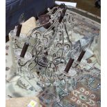 Continental gilt chandelier, having five lights with scrolled arms, 18"h x 33"w