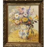 Julia Talbot (American, 20th century), Floral Vase, oil on canvas, signed lower right, overall (with